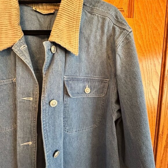 Marsh Landing Women's Vintage Denim Jacket L Blue Corduroy Collar Casual - Picture 4 of 8
